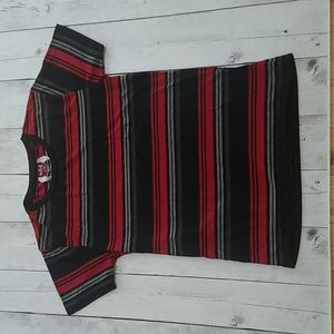 SGR Small Black/red/gray striped top